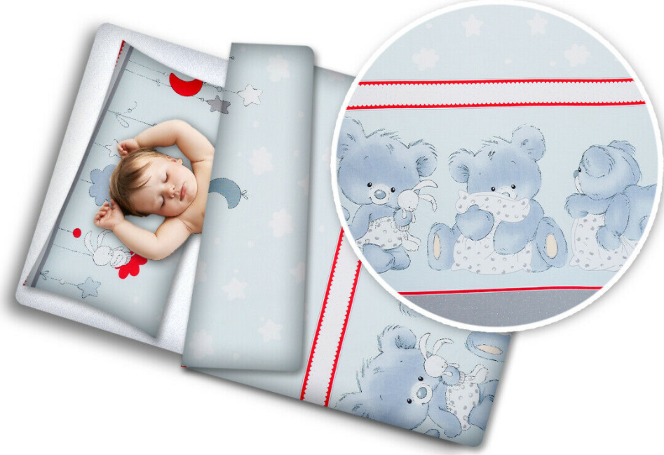 Baby 4Pc Bedding Set + Pillow & Duvet 70x80cm To Fit Crib Cuddle Bear Grey