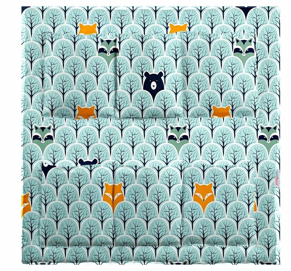 Cot Tidy Organiser Bed Nursery Hanging Storage 6 Pockets Fox In Forest Turquoise