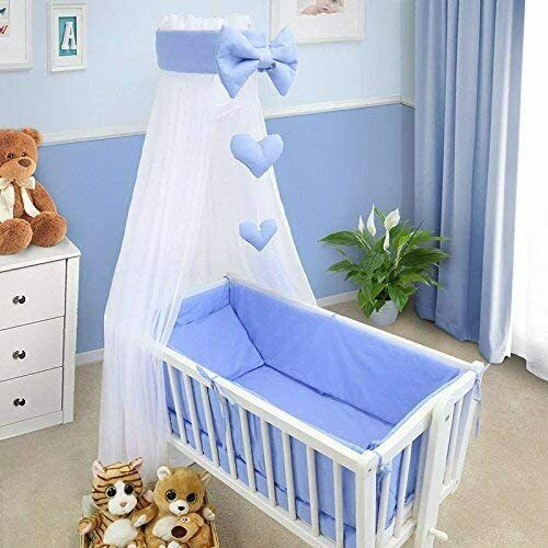 Baby bedding set 6pc 70x80 fit crib bumper pillow duvet sheet - Blue