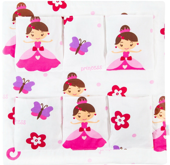 Cot Tidy - Butterfly Princess -Organiser Bed Nursery Hanging Storage 6 Pockets