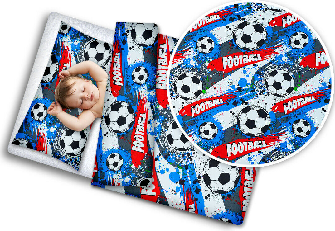 Baby bedding set 2pc 100% cotton pillowcase duvet cover 70x80cm fit crib - Football - MyHappy Baby