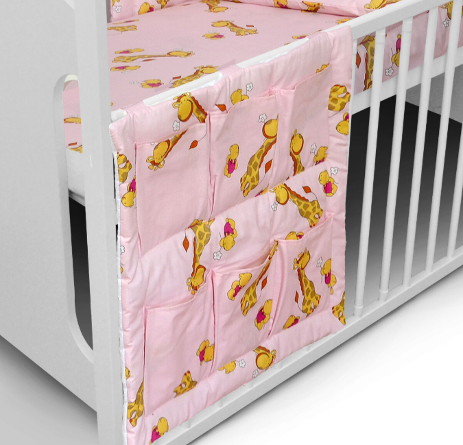 Hanging Storage 6 Pockets Cot Tidy Organiser Bed Nursery Giraffe Pink