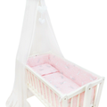 Baby Cot Bedding Set - 10 Piece Including Cot Bumper, Pillow, Duvet and Canopy to Fit 90x40cm Crib Bunny Pink - 100% Cotton