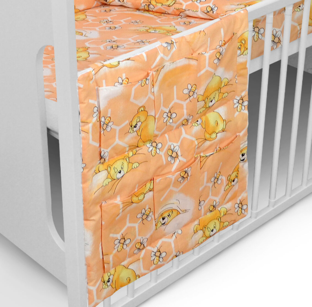 Teddy Honey Peach Cot Tidy Organiser Bed Nursery Hanging Storage 6 Pockets