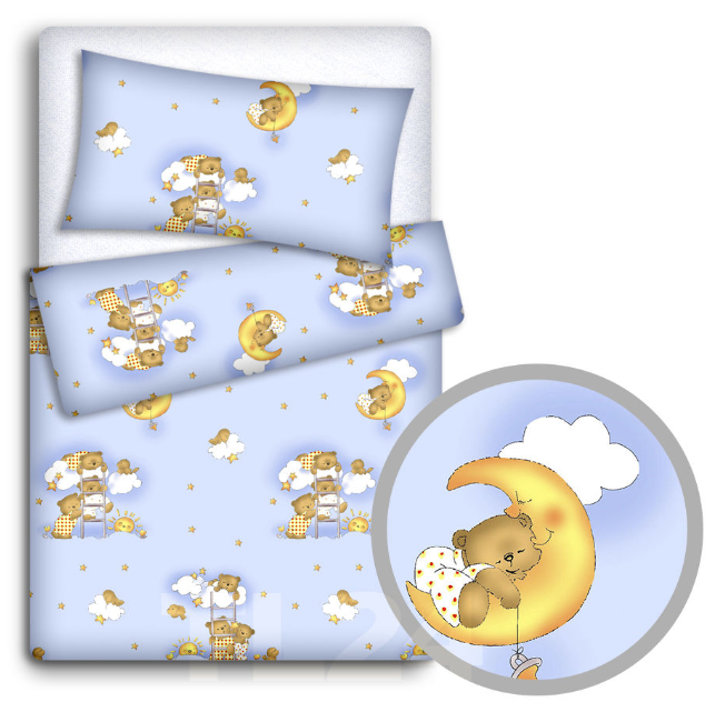 Baby Bedding Fit Cotbed 135X100cm Pillowcase Duvet Cover 2Pc Ladder Blue - MyHappy Baby