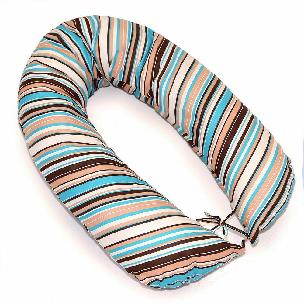 Large Breast Feeding Pillow Baby Nursing Maternity Pregnancy Stripes Brown - MyHappy Baby
