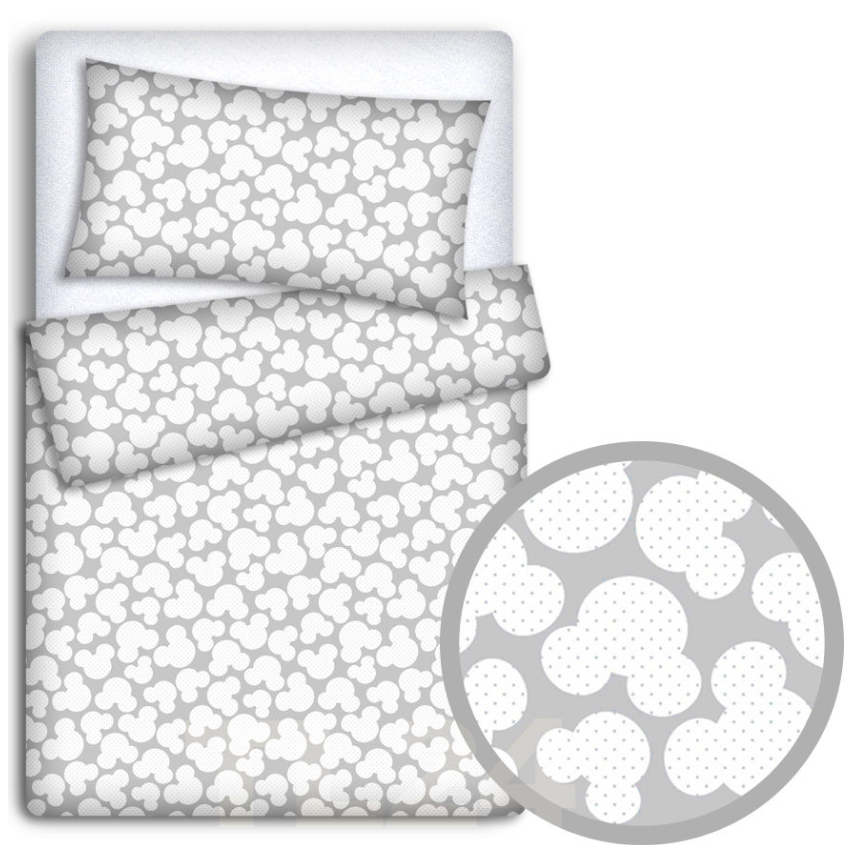 Baby Bedding Fit Crib Set 70X80cm Pillowcase Duvet Cover 2Pc Mouse Grey