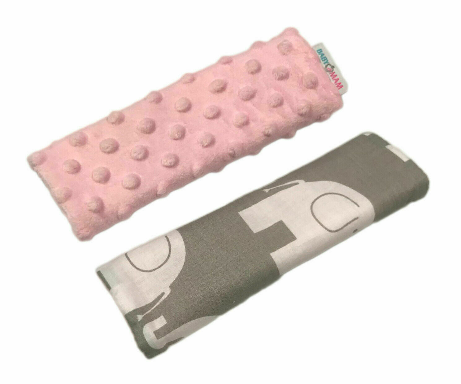 Dimple Belt Cover Car Seat Pram Pad Shoulder Strap 2Pc Pink/ Elephant Grey - MyHappy Baby
