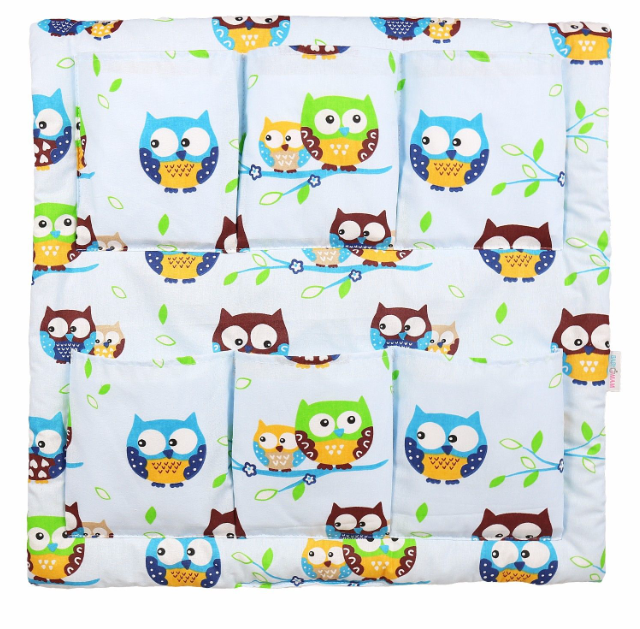 Cot Tidy Organiser Bed Nursery Hanging Storage 6 Pockets Owls Blue