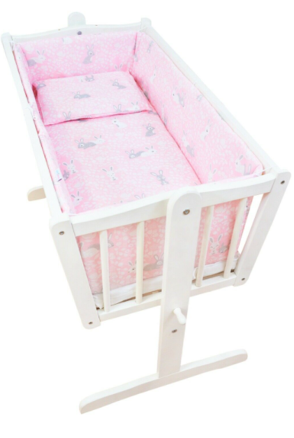 Baby 3Pc Bedding Set Pillow Case/Duvet Cover/Bumper Nursery 70X80 Bunny Pink