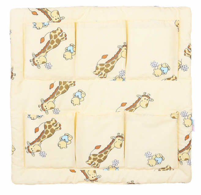 Cot Tidy Organiser Bed Nursery Hanging Storage 6 Pockets Giraffe Ecru