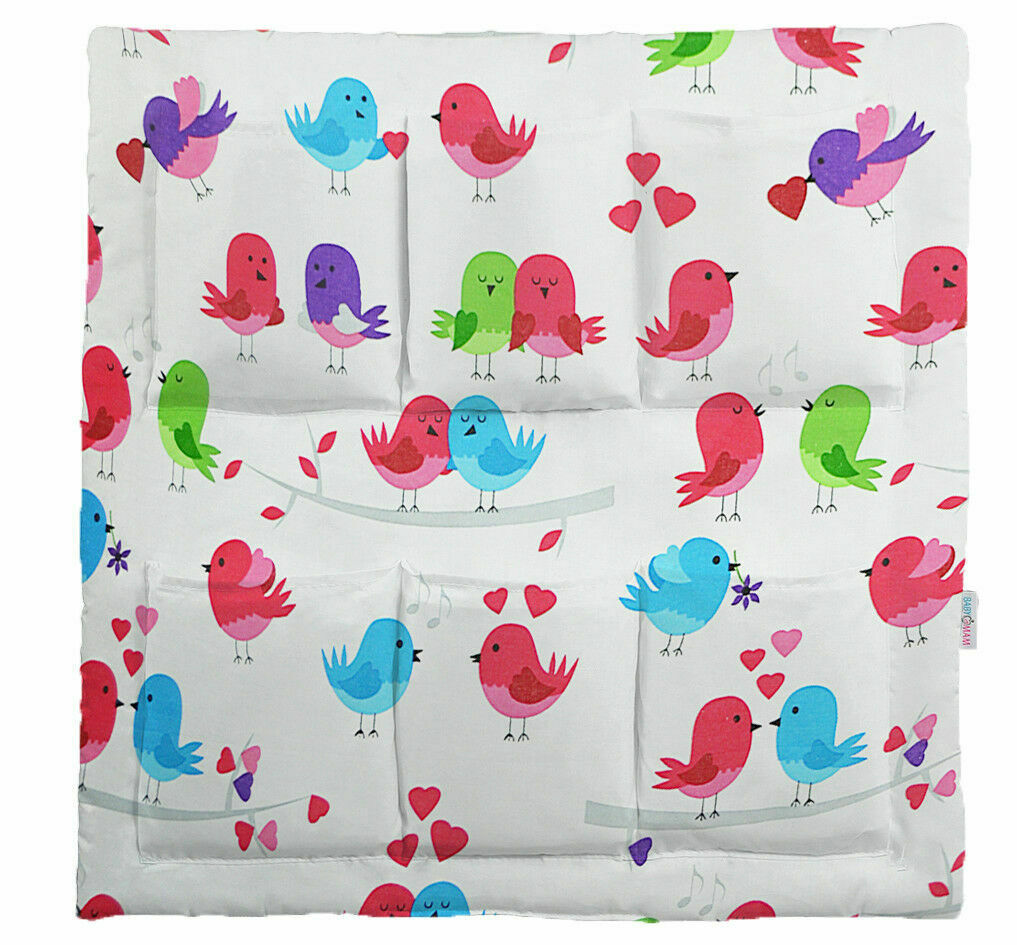 Cot Tidy Organiser Bed Nursery Hanging Storage 6 Pocket 100% Cotton Birds