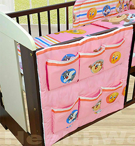 Cot Tidy Organiser Bed Nursery Hanging Storage 6 Pocket 100% Cotton Disney Pink