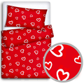 Baby Bedding Set 120X90cm Pillow Duvet 4Pc Fit Cot White Hearts On Red