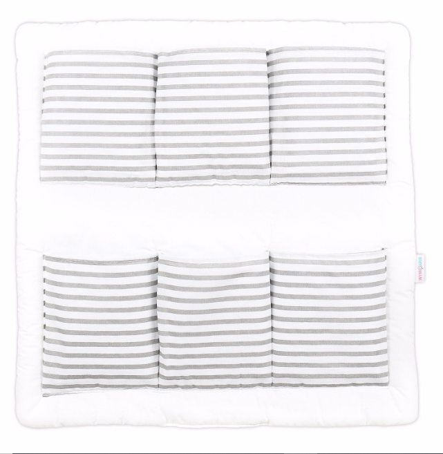 Cot Tidy Organiser Bed Nursery Hanging Storage 6 Pockets Stripes Grey