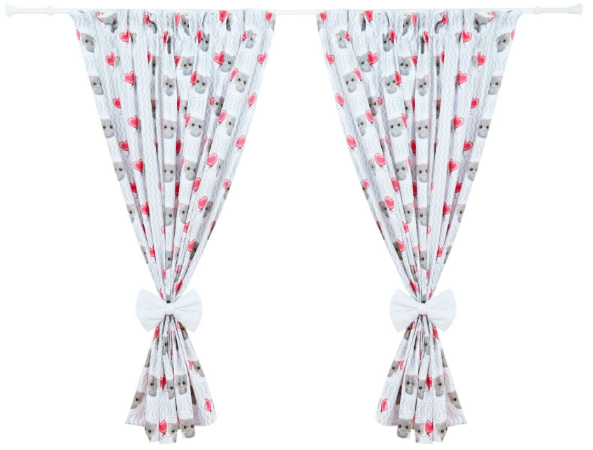 Nursery 2Pc Crib Bedding Set With Matching Curtains For Bedroom Cat Chevron Grey - MyHappy Baby