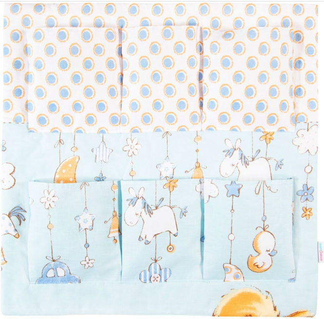 Big Teddy Blue - Cot Tidy Organiser Bed Nursery Hanging Storage 6 Pockets