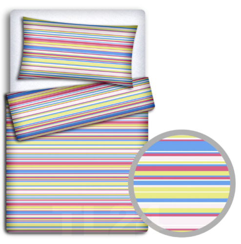 Baby bedding set 4pc 100% cotton 135x100cm pillow duvet fit cot bed - Magenta stripes - MyHappy Baby