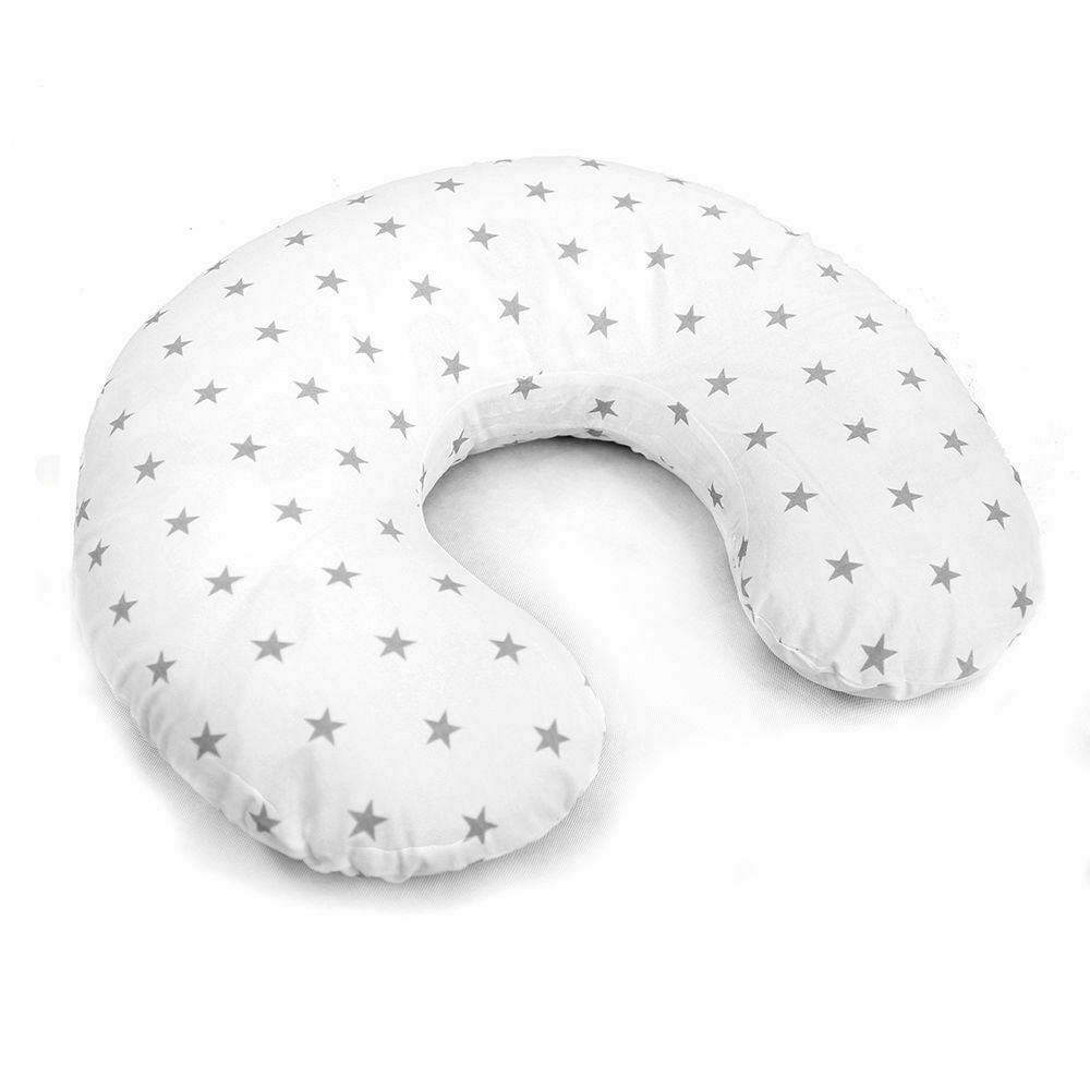 Cover Feeding Pillow Cotton Baby Nursing Maternity Small Grey Stars On White - MyHappy Baby