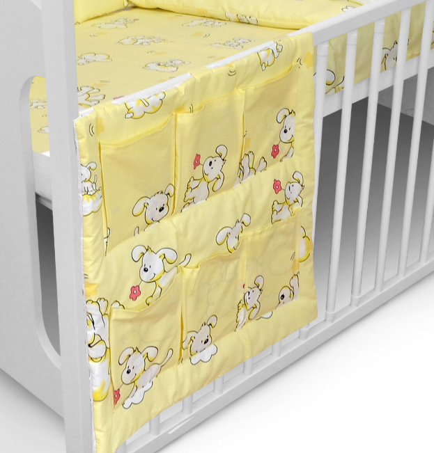 Baby Organiser Bed Nursery Cot Tidy Hanging Storage 6 Pockets  Puppy Cream