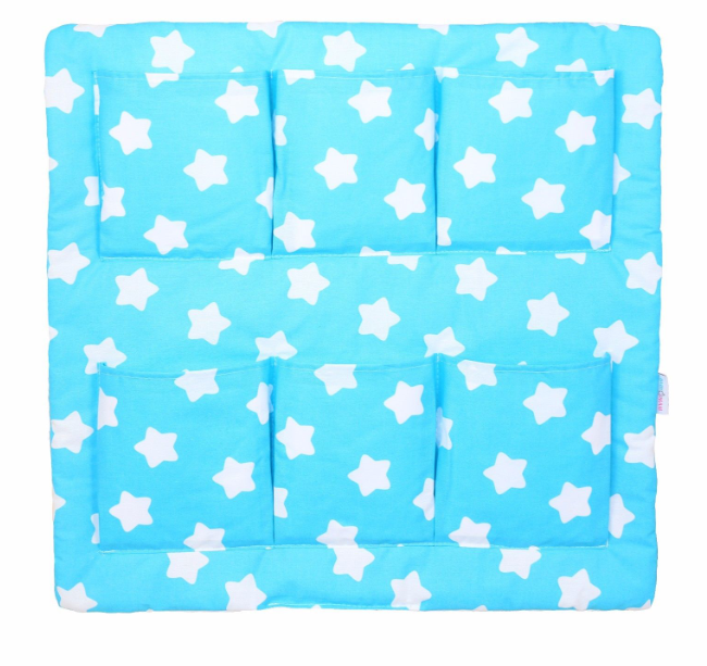Cot Tidy Organiser Bed Nursery Hanging Storage 6 Pockets Big Stars On Turquoise