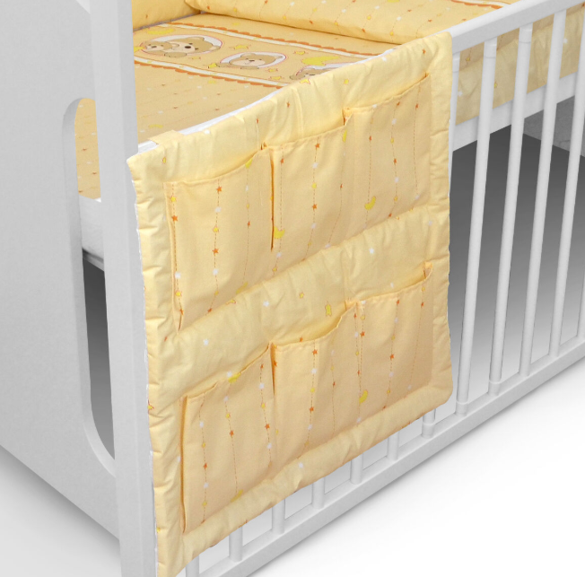 Cot Tidy Organiser Bed Nursery Hanging Storage 6 Pockets Window Cream