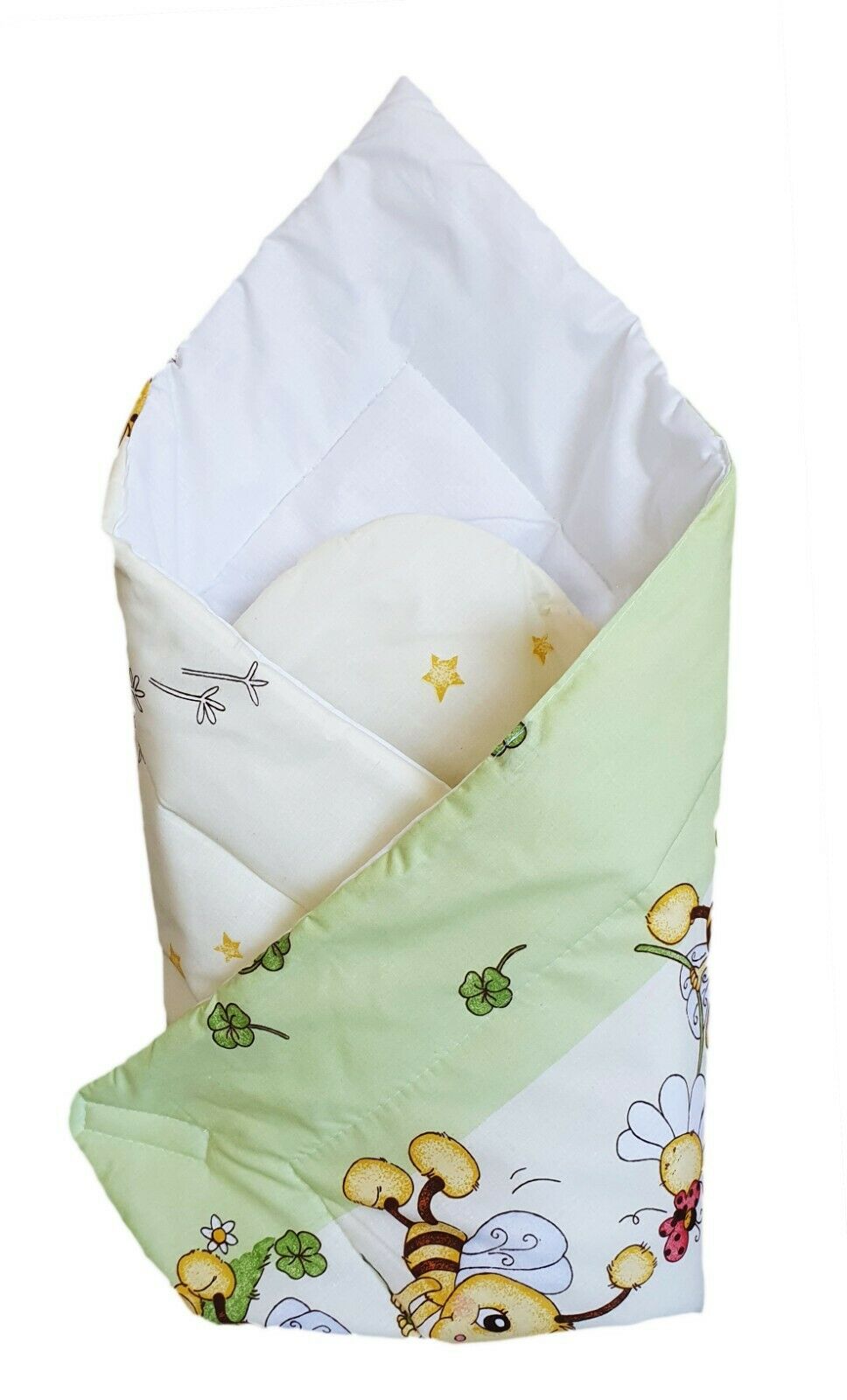 Baby Swaddle Wrap Newborn Bedding Blanket 100% Cotton Sleeping Bag Bees Green - MyHappy Baby