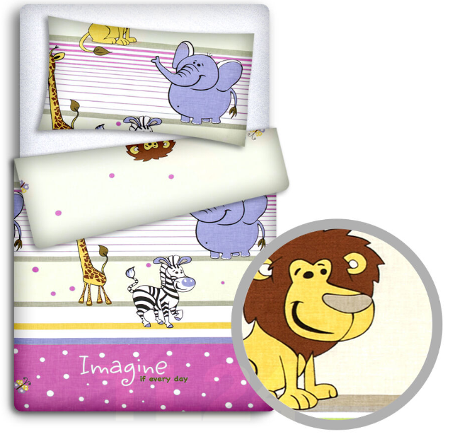 Baby Bedding Set 70x80cm Pillow Duvet 4Pc Fit Crib Safari Pink - MyHappy Baby