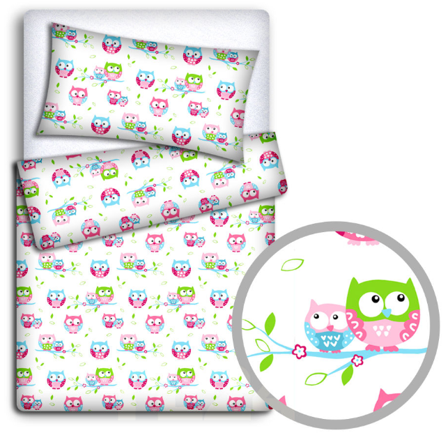 Baby Bedding Set 70X80cm Pillow Duvet 4Pc Fit Crib Owls White - MyHappy Baby