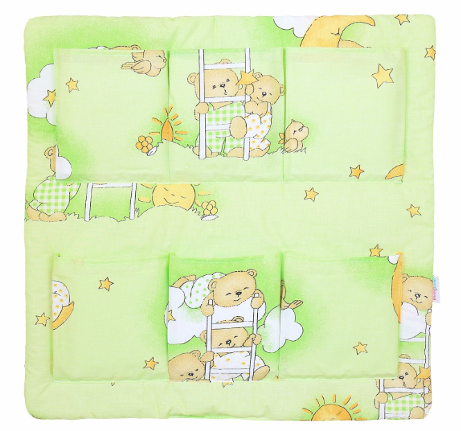 Cot Tidy Organiser Bed Nursery Hanging Storage 6 Pockets Ladder Green