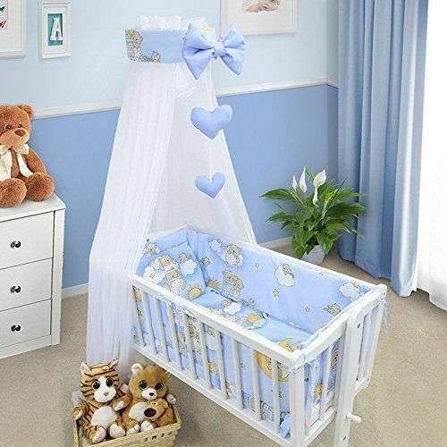 Baby 3Pc Bedding Set Cotton Pillow Case/Duvet Cover/Bumper 70X80 Ladder Blue