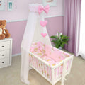 Baby Cot Bedding Set - 10 Piece Including Cot Bumper, Pillow, Duvet and Canopy to Fit 90x40cm Crib Ladder Pink - 100% Cotton