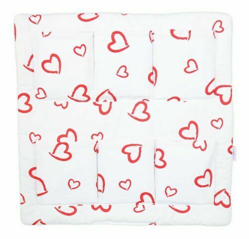 Cot Tidy Organiser Bed Nursery Hanging Storage 6 Pocket Red Hearts On White