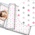 Baby bedding set 2pc 100% cotton pillowcase duvet cover 70x80cm fit crib - Pink Grey Stars