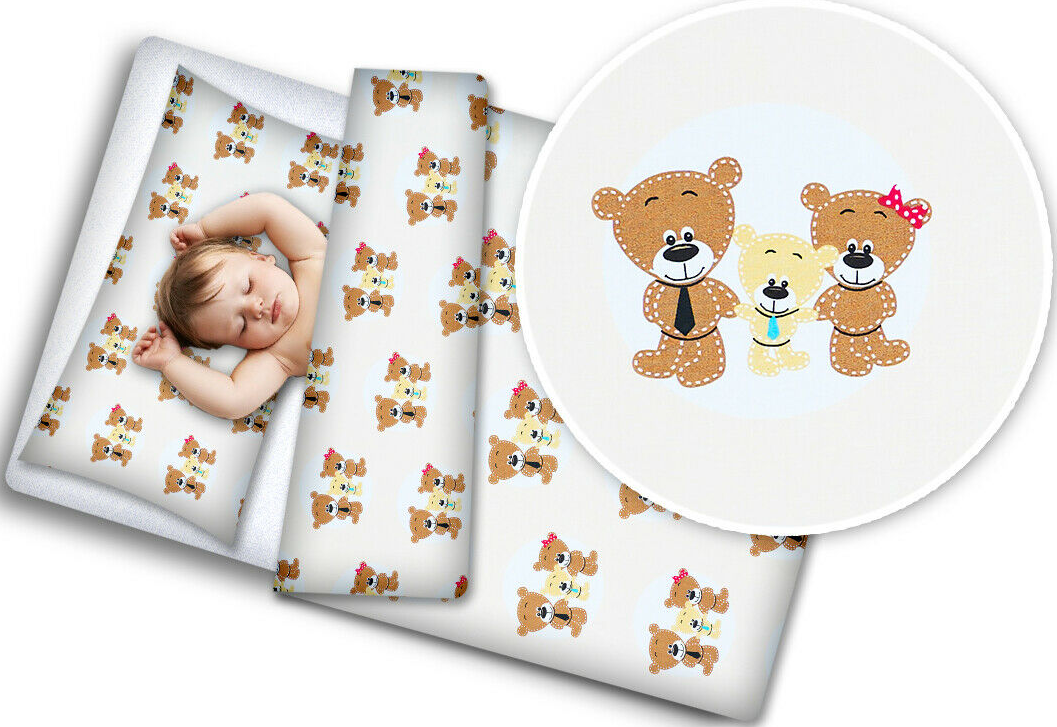 Baby bedding set 2pc 100% cotton pillowcase duvet cover 70x80cm fit crib - Family Bear