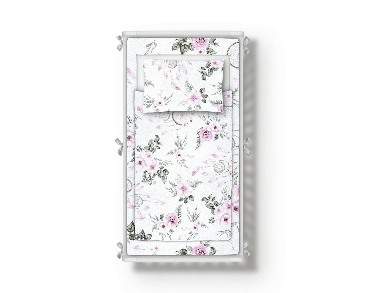 Bedding Set 3Pc Bumper All Around Pillowcase Duvet Cover Fit Cot 120x60cm Dream Catcher