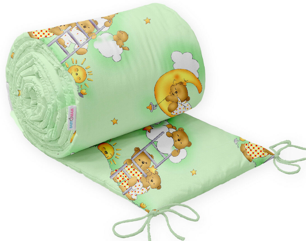 Bedding Set 3Pc Bumper All Around Pillowcase Duvet Cover Fit Cot 120x60cm Ladder Green