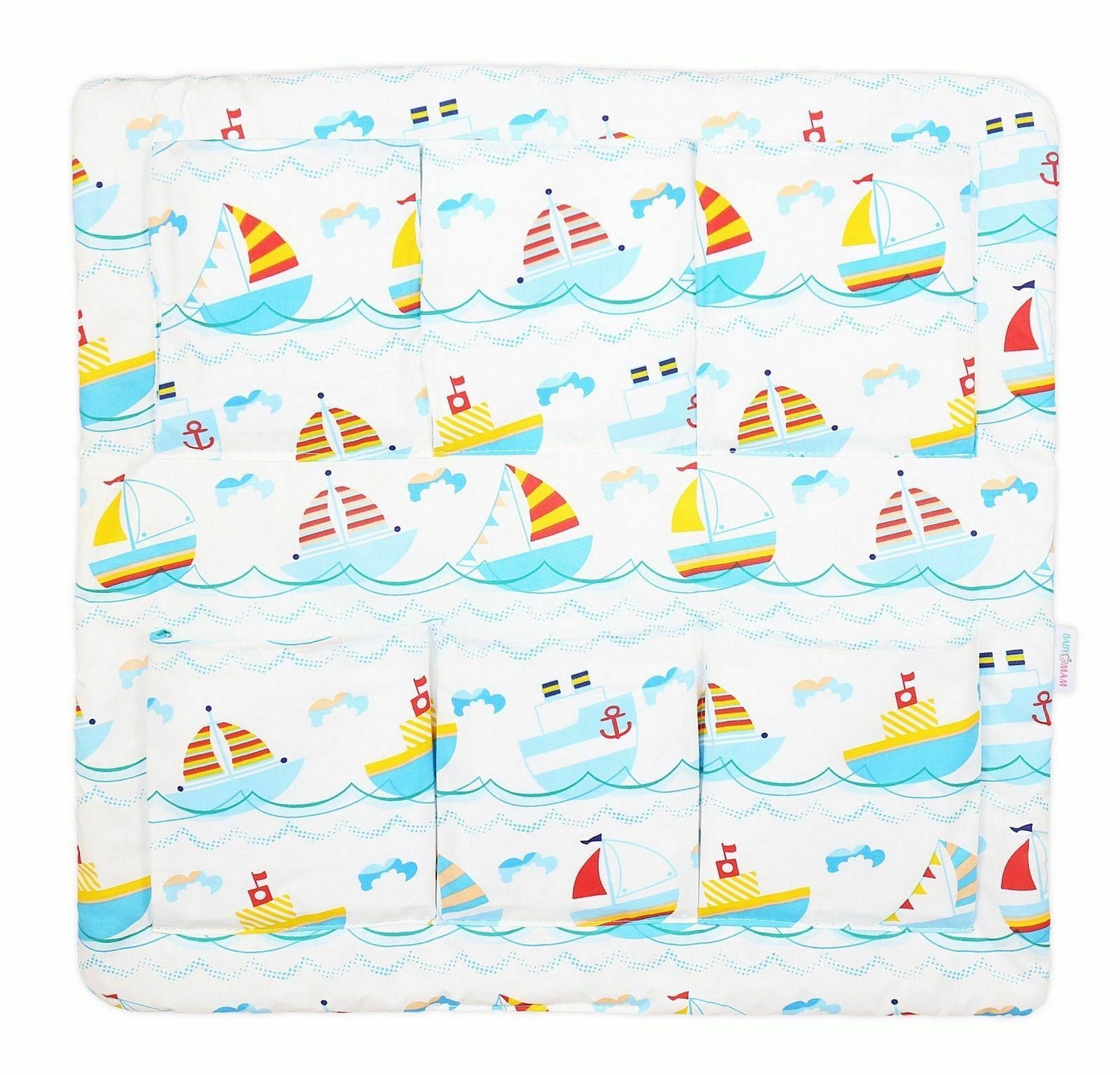 Cot Tidy Organiser Bed Nursery Hanging Storage 6 Pocket 100% Cotton Boats