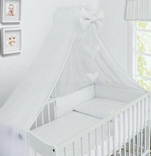Baby 3Pc Bedding Set 100% Cotton Pillow Duvet Bumper Fit Cot 120X60cm White