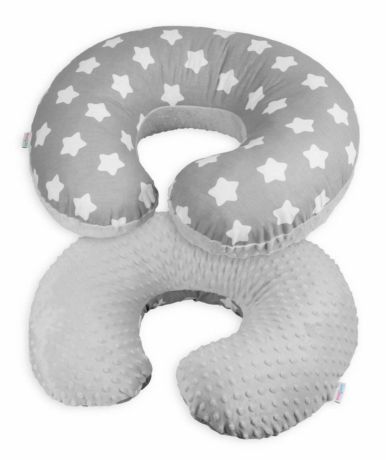 Baby Feeding Pregnancy Pillow Cover Newborn Nursing Dimple Grey /Big White Stars