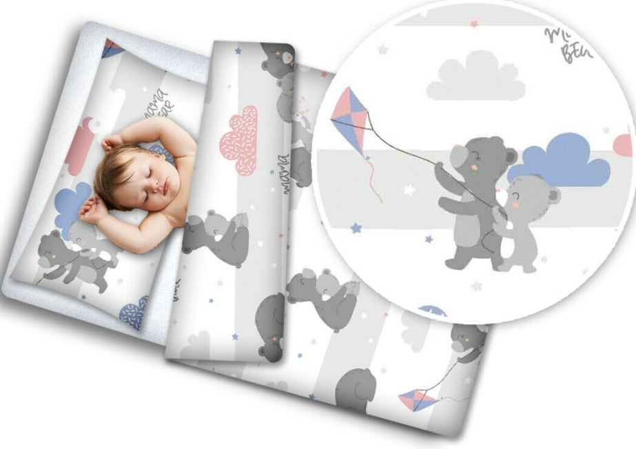 Baby bedding set 2pc fit Junior Bed 150x120cm pillowcase duvet cover - Mama bear