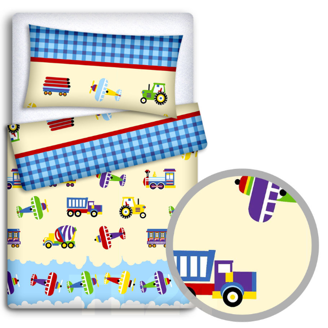 Baby Bedding Fit Cotbed 135X100cm Pillowcase Duvet Cover 2Pc Trucks - MyHappy Baby