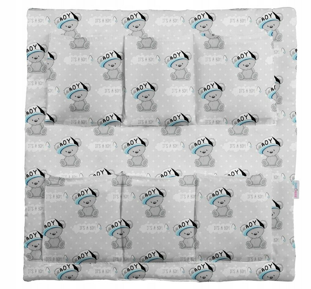 Cot Tidy Organiser Bed Nursery Hanging Storage 6 Pockets Teddy Boy White