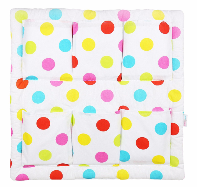 Cot Tidy Organiser Bed Nursery Hanging Storage 6 Pockets Dots Coloured