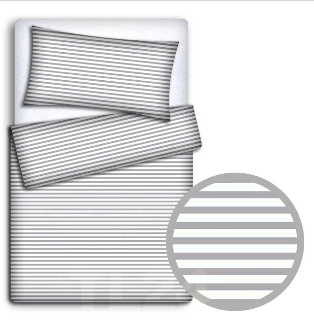 Baby Bedding Set 120X90 Pillowcase Duvet Cover 2Pc Fit Cot 120X60 Stripes Grey - MyHappy Baby