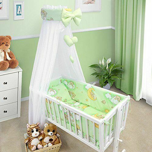 Baby bedding set 6pc 70x80 fit crib bumper pillow duvet sheet - Ladder Green