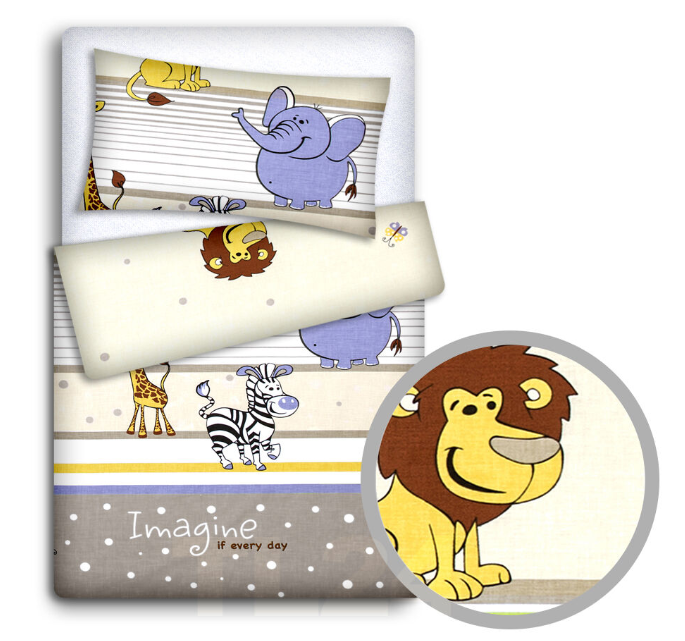 Baby Bedding Set 120X90 Pillowcase Duvet Cover 2Pc Fit Cot 120X60 Safari Beige - MyHappy Baby