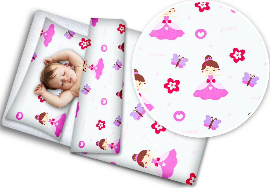Baby bedding set 2pc 100% cotton pillowcase duvet cover 70x80cm -  Princess Butterfly