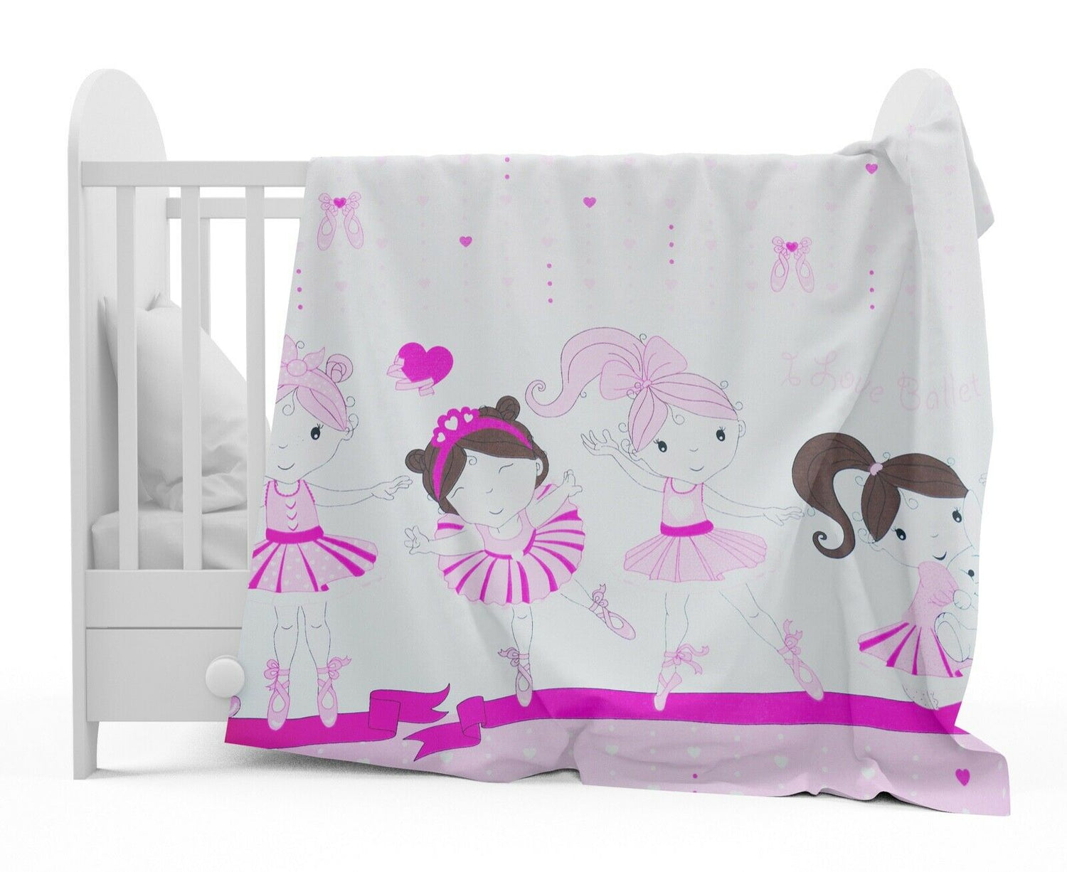 Baby bedding set 2pc fit Junior Bed 150x120cm pillowcase duvet cover - Ballerina Pink - MyHappy Baby