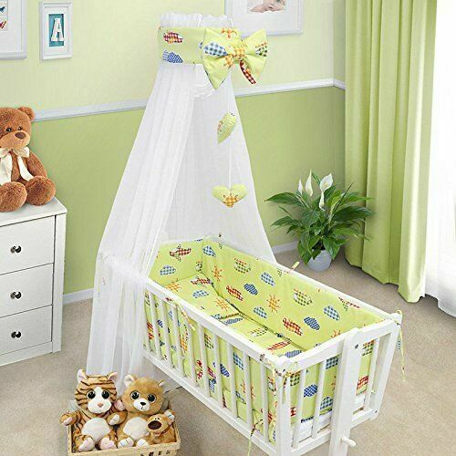 Baby bedding set 6pc 70x80 fit crib bumper pillow duvet sheet - Planes Green